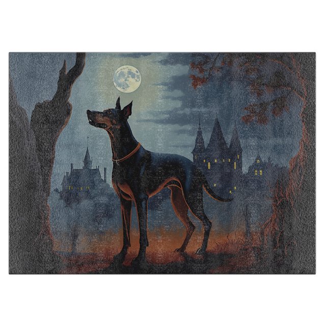 Doberman Halloween Scary Cutting Board (Front)