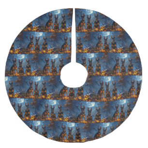 Doberman Halloween Spooky Brushed Polyester Tree Skirt