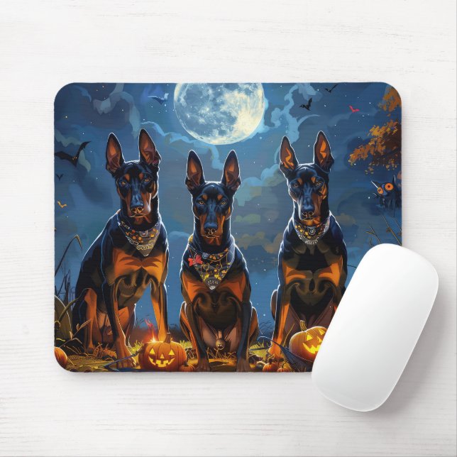 Doberman Halloween Spooky Mouse Pad (With Mouse)