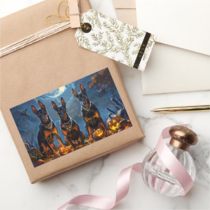 Doberman Halloween Spooky Rectangular Sticker