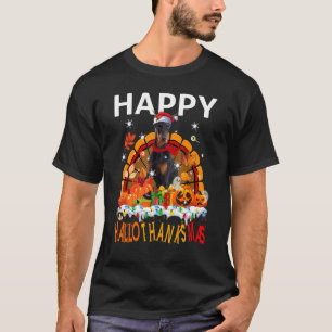 Doberman Halloween Thanksgiving Xmas Hallothanks T-Shirt