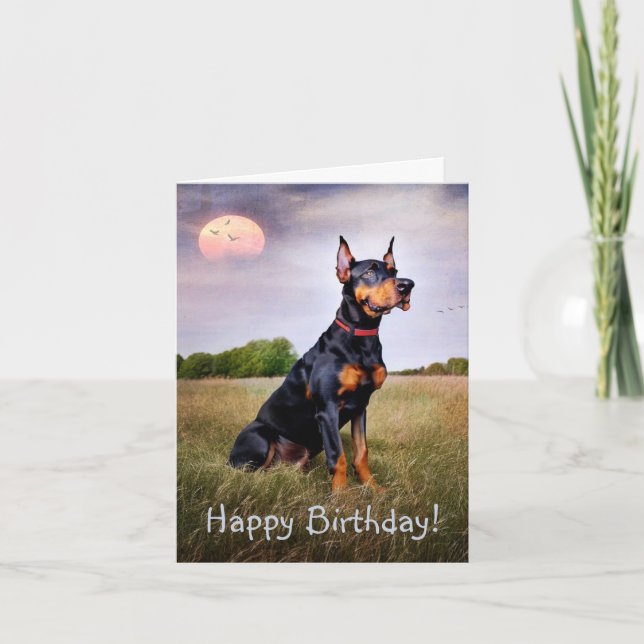 Doberman Happy Birthday Card (Front)