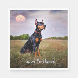 Doberman Happy Birthday Napkin
