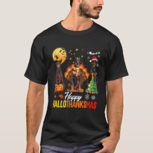 Doberman Happy Hallothanksmas Halloween Thanksgivi T-Shirt