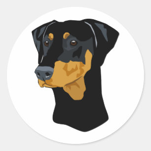 Doberman Head, Black, Uncropped Classic Round Sticker