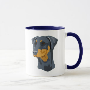 Doberman Head, Blue, Uncropped Mug