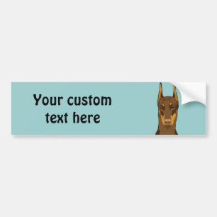 Doberman Head, Red Bumper Sticker