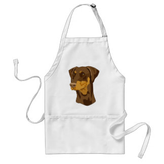 Doberman Head, Red, Uncropped Standard Apron
