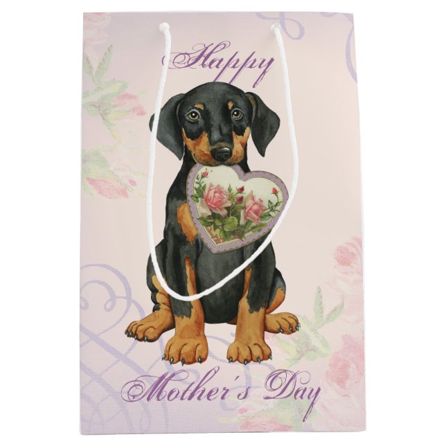 Doberman Heart Mum Medium Gift Bag (Front)