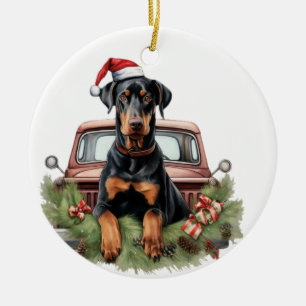 Doberman Holi Ceramic Ornament