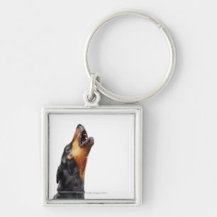 Doberman howling key ring