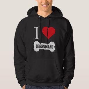 Doberman I Heart Dobermans Bone Hoodie