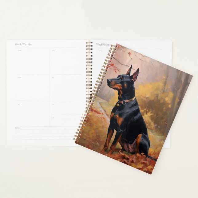 Doberman in Autumn Leaves Fall Inspire  Planner (Display)