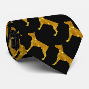 Doberman in Gold Tie