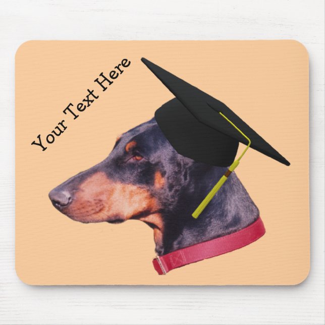 Doberman In Graduation Cap Funny Dog Mousepad (Front)