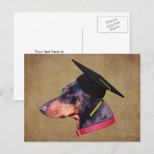 Doberman In Graduation Cap Funny Dog Personalised Postcard