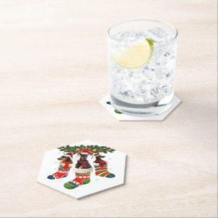 Doberman In Sock Christmas Santa X-Mas Dog Paper Coaster