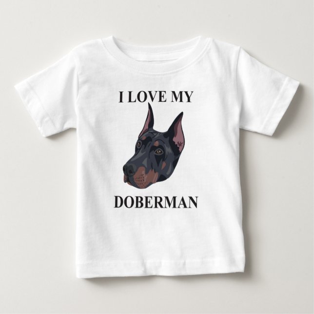 Doberman Love Baby T-Shirt (Front)