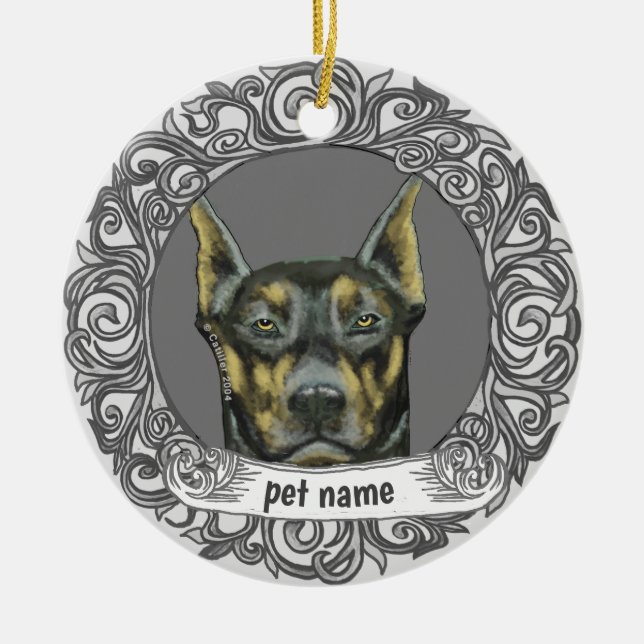 Doberman  Loving Memory ornament (Front)