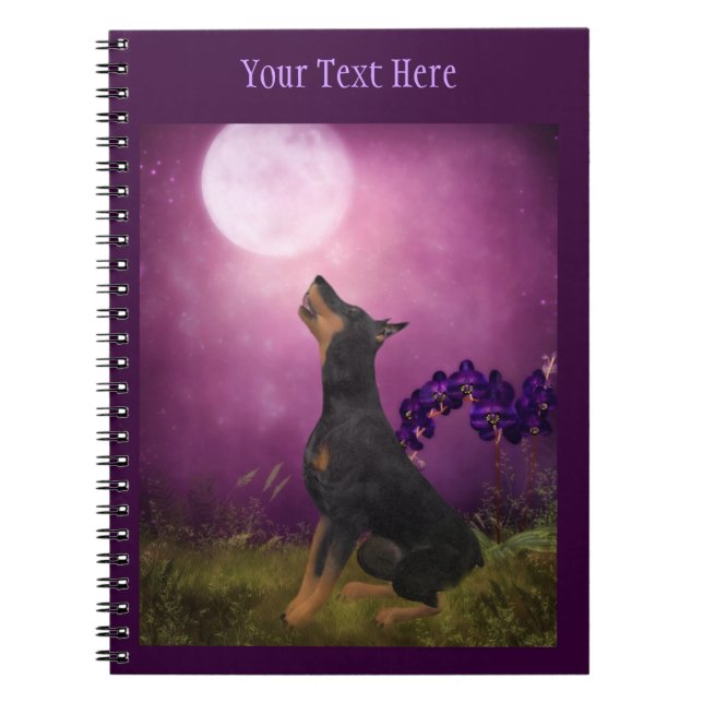 Doberman Moon Fantasy Dog Art Notebook (Front)