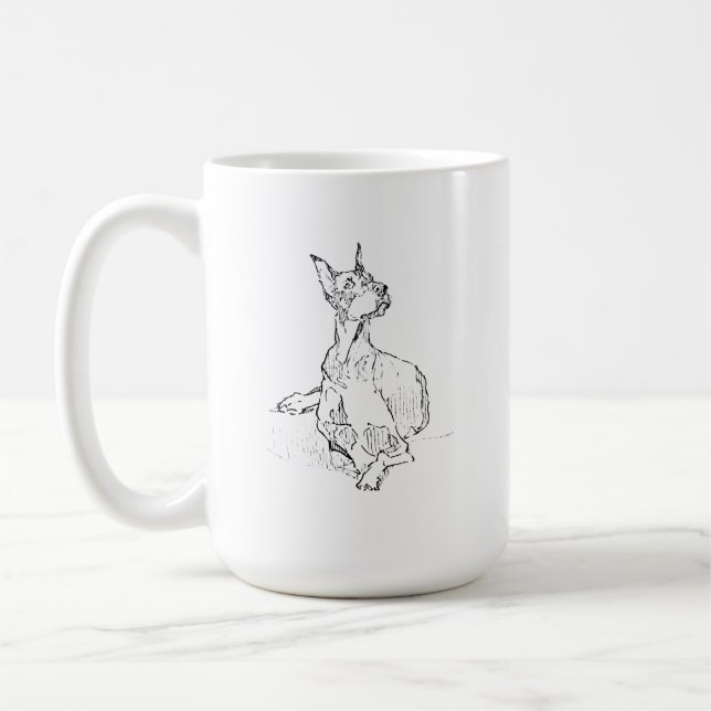 Doberman Mug – Minimalist Dog Coffee Mug (Left)