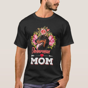 Doberman Mum Floral Heart With Arrow T-Shirt