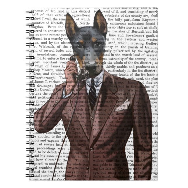 Doberman on Phone Notebook (Front)