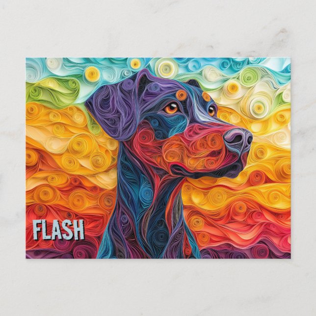 Doberman Paper Quilling Art Dog Portrait Postcard (Front)