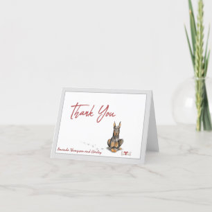 Doberman Pet Dog Personalise Bone Ribbon  Thank You Card