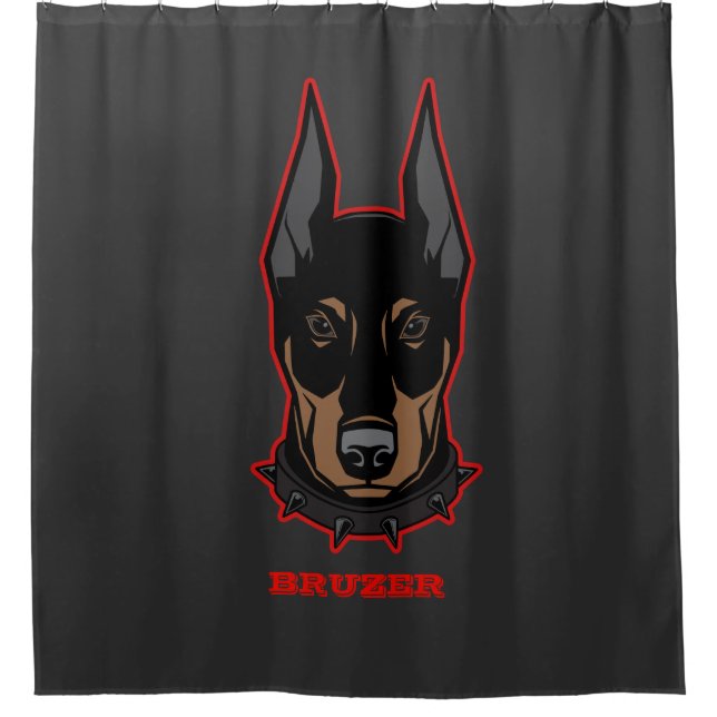 Doberman Pincher Add Name Mascot Men's Shower Curtain (Front)