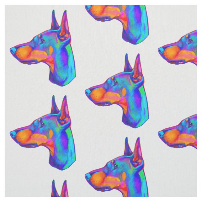 Doberman Pincher in Colours Fabric (Swatch)