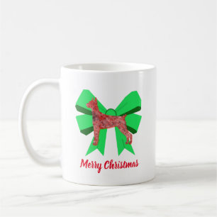 Doberman Pincher Silhouette Green Bow Christmas Coffee Mug