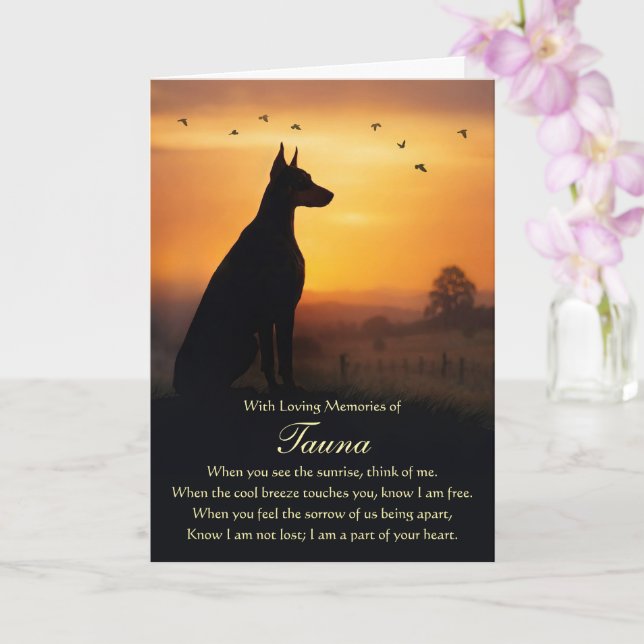 Doberman Pincher Sympathy Loss of Dog  Card (Orchid)