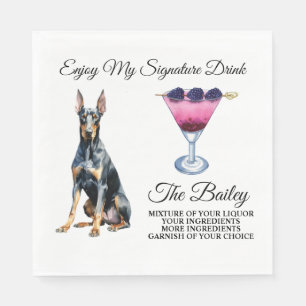 Doberman Pincher Wedding Signature Drink Napkin