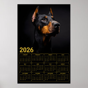 Doberman Pinscher 2026 Calendar Poster