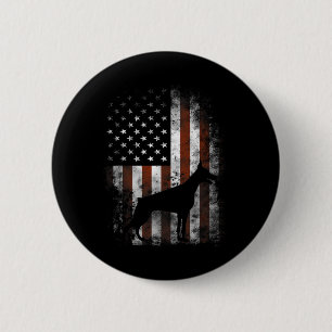Doberman Pinscher American Flag Patriotic Gifts 6 Cm Round Badge
