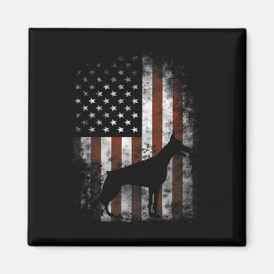 Doberman Pinscher American Flag Patriotic Gifts Magnet