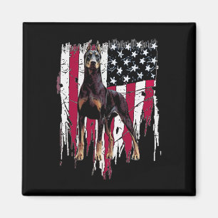 Doberman Pinscher American Flag Usa Awesome Magnet