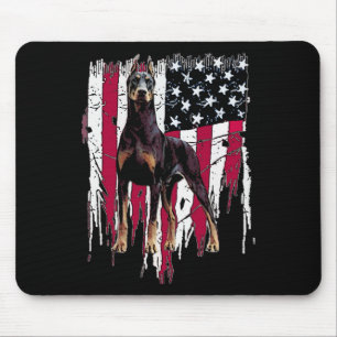 Doberman Pinscher American Flag Usa Awesome  Mouse Pad