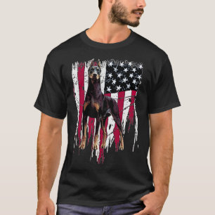 Doberman Pinscher American Flag Usa Awesome T-Shirt