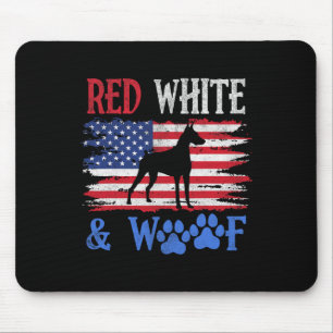 Doberman Pinscher American Flag Usa Red White And  Mouse Pad