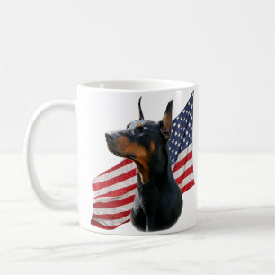 Doberman Pinscher and Flag Mug