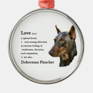 Doberman Pinscher Art Love Is... Metal Ornament