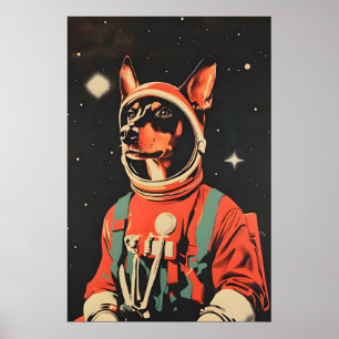 Doberman Pinscher Astronaut Poster, Doberman Poster