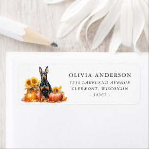 Doberman Pinscher Autumn Return Address Label