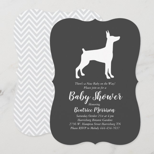 Doberman Pinscher Baby Shower Gender Neutral Invitation (Front/Back)