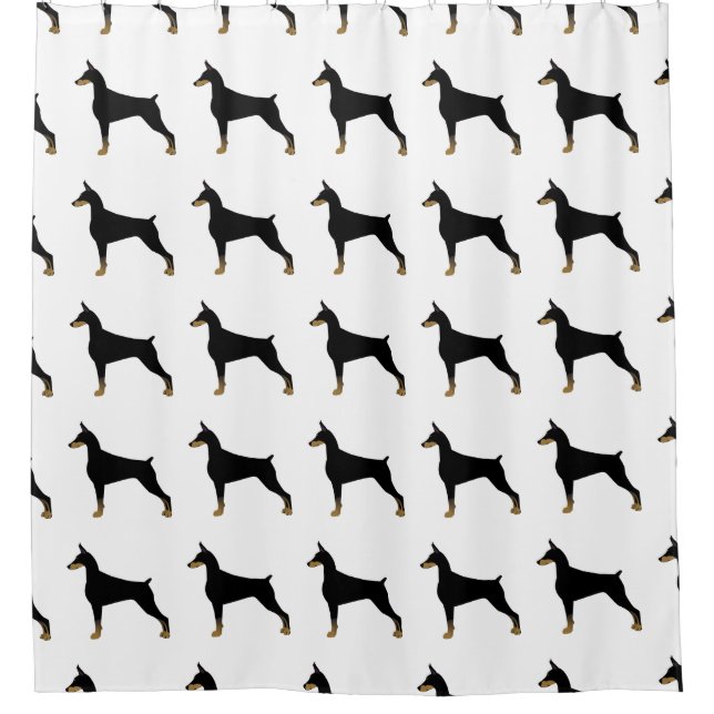Doberman Pinscher Basic Dog Breed Illustration Shower Curtain (Front)