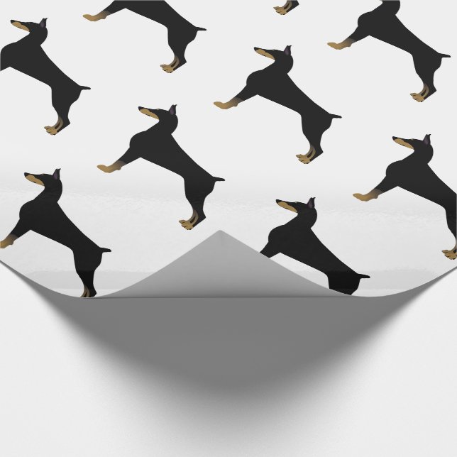 Doberman Pinscher Basic Dog Breed Illustration Wrapping Paper (Corner)