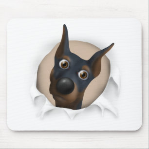Doberman Pinscher (Black and Tan) Busting Out Mouse Pad