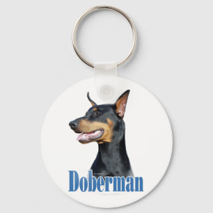 Doberman Pinscher (black) Name Key Ring
